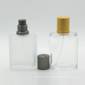 Classic Refillable 30ml 50 ml Frosted Clear Square Bottles Perfume Glass Bottle with Gold Silver Cap